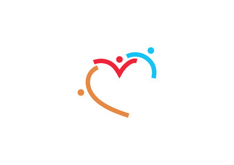 Heart shaped vector illustration showing family members holding hands 