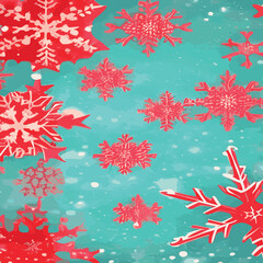 Wintry christmas design elements with snowflakes in different colours.Blurred wintry mix with falling snow on background for use as a texture.Crystal snowflake and circle elements vector graphics. 