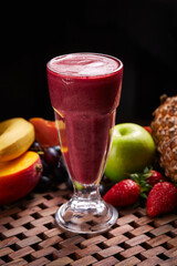 Fresh Juice cocktail soda Drink served in glass isolated on table side view of middle east food