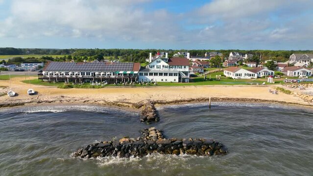West Dennis Lighthouse was built in 1855 knows as Bass River Light at West Dennis Beach in town of Dennis, Cape Cod, Massachusetts MA, USA. 