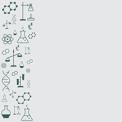 Chemistry Background with Icons. Vector illustration.