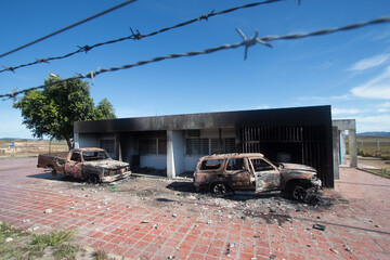 Conflito na fronteira do Brasil com a Venezuela entre manifestantes e a Guarda Nacional Venezuelana, no município de Pacaraima em 24 de fevereiro de 2019