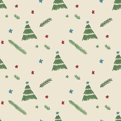 seamless beige christmas pattern with