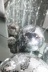 Disco Party Night New Yar Eve Silver Reflection Shiny Retro Mirror