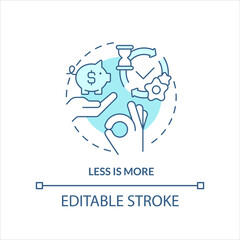 Less is more turquoise concept icon. Suit company needs. Business optimization abstract idea thin line illustration. Isolated outline drawing. Editable stroke. Arial, Myriad Pro-Bold fonts used