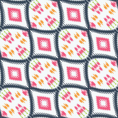 Ikat chevron tribal abstract Seamless Pattern. Ethnic Geometric Ikkat Batik Digital vector textile Design for Prints Fabric saree Mughal brush symbol Swaths texture Kurti Kurtis Kurtas