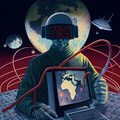 cyber warfare, the digital domain, digital warfare, dark, retro