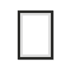 Photo frame and blank picture frame with shadow on background flat illustration.	
