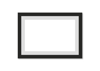Photo frame and blank picture frame with shadow on background flat illustration.	
