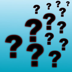 Pile of question marks on a turquoise background
