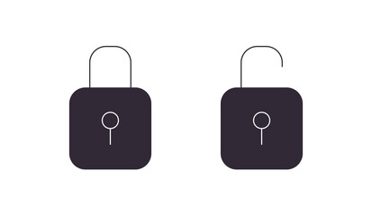 Locked and unlocked symbol padlock icon flat illustration.	
