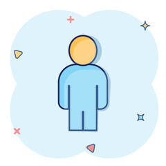 People communication icon in comic style. People cartoon vector illustration on white background. Partnership splash effect business concept.