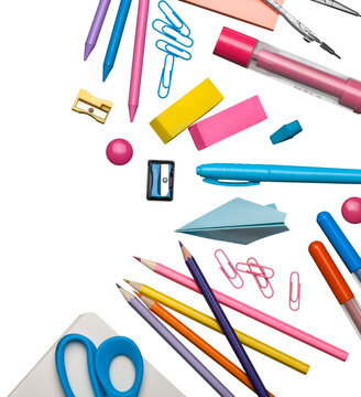 School supplies on a desk. Back to school concept.