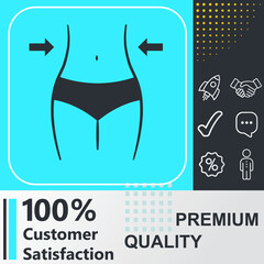 female waist, weight loss, diet, waist icon. Social media sign. Vector illustration