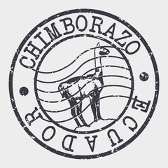 Chimborazo, Ecuador Silhouette Postal Passport. Stamp Round Vector Icon. Design Travel Postmark. 