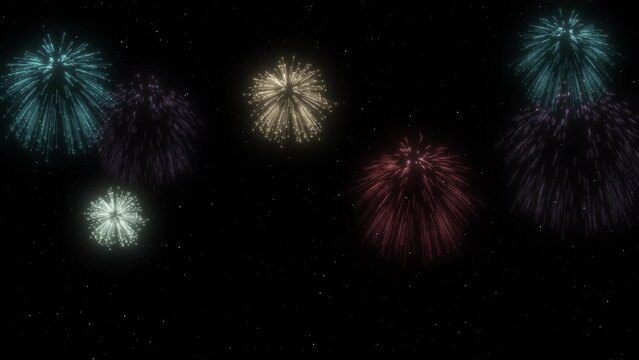 New Year Celebration With Colorful Fireworks Background Loop