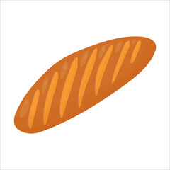 A loaf of bread. Butter pastry. Confectionery. Bun for breakfast. Bakery. Vector illustration on a white background.