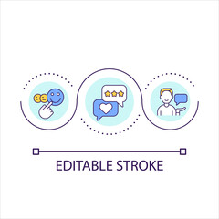 Target audience activity loop concept icon. Social media engagement. Interaction with content abstract idea thin line illustration. Isolated outline drawing. Editable stroke. Arial font used