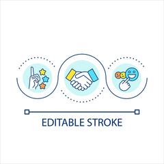 Build strong connection loop concept icon. Positive relationship. Partnership. Social engagement abstract idea thin line illustration. Isolated outline drawing. Editable stroke. Arial font used