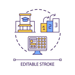 Systematization of education process concept icon. Learning facilities. Digital studying abstract idea thin line illustration. Isolated outline drawing. Editable stroke. Arial font used