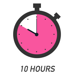 Stopwatch icon 10 hours. Ten hours round clock with arrows.