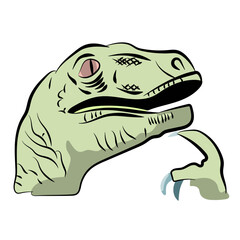 Vectorized illustration of dinosaur meme, on a white background