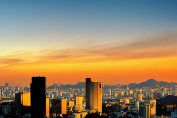 Seoul skyline panorama at sunset, South Korea