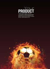 Soccer Ball on Fire. - obrazy, fototapety, plakaty