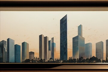 modern skyscrapers in modern city