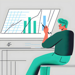 business, vector, businessman, illustration, person, woman, office, work, money, chart, analysis