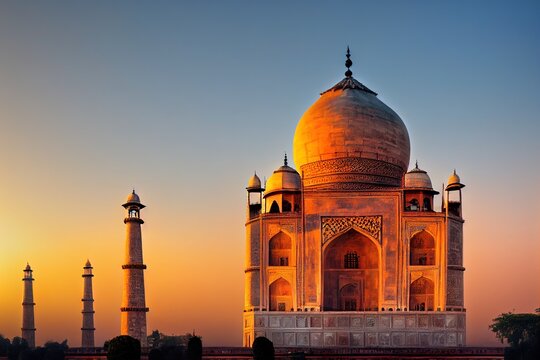 indian temple view in sunset light