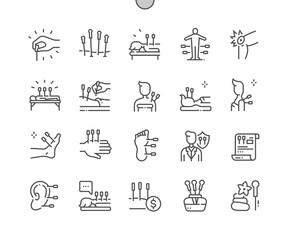 Acupuncture. Body therapy and spa. Wellness. Pixel Perfect Vector Thin Line Icons. Simple Minimal Pictogram - obrazy, fototapety, plakaty