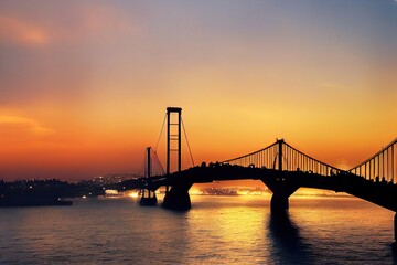 Fototapeta na wymiar Istanbul Bosporus Bridge on sunset