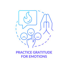 Practice gratitude for emotions blue gradient concept icon. Protecting brain from information overload abstract idea thin line illustration. Isolated outline drawing. Myriad Pro-Bold font used