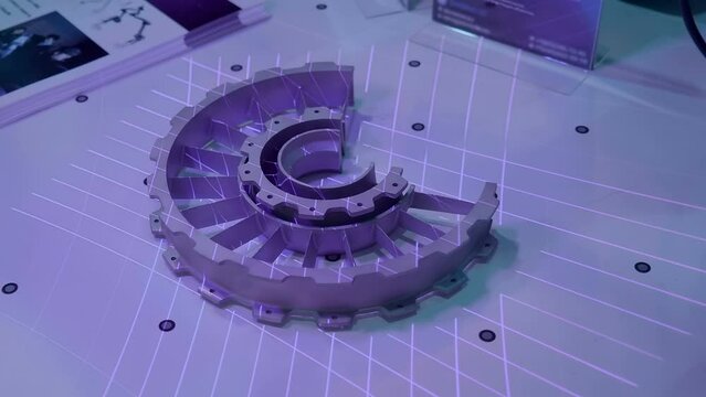 High-tech modern equipment for 3D scanning in real time. The results are transferred to the computer and the program builds an exact copy of the object. Shot in motion. Closeup