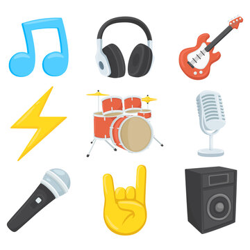 Rock And Roll Sign Emoji Icon Illustration. Music Instruments Vector Symbol Emoticon Design Clip Art Sign Comic Style.