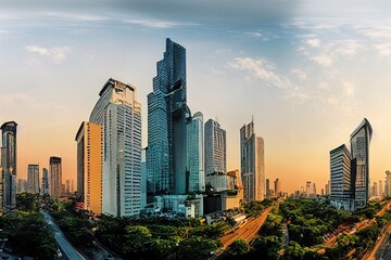Fototapeta na wymiar Bangkok City 360 panorama, Nana and Sukhumvit Road