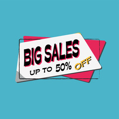 Big sales banner template design, outlet super sale special offer big sale. Vector illustration.