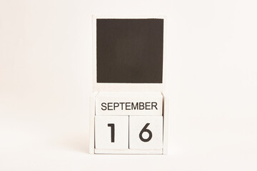 Calendar with the date September 16 and a place for designers. Illustration for an event of a certain date.