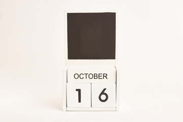 Calendar with the date October 16 and a place for designers. Illustration for an event of a certain date.