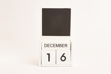 Calendar with the date December 16 and a place for designers. Illustration for an event of a certain date.