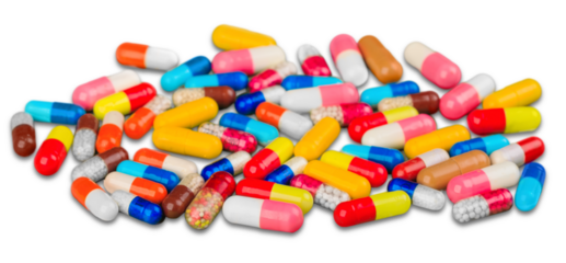 Heap of various colorful pills