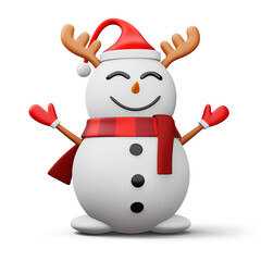 Cute snowman character, merry christmas, 3d rendering