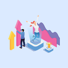 Business success concept isometric illustration collection
