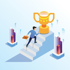 Business success concept isometric illustration collection