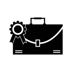 Business winner award briefcase icon | Black Vector illustration |
