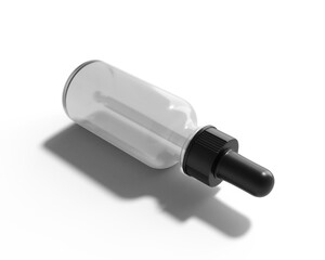 Blank cosmetic dropper bottle with transparent background. 3d render.