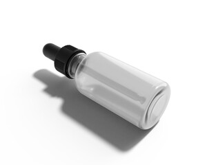 Blank cosmetic dropper bottle with transparent background. 3d render.