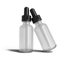 Blank cosmetic dropper bottle with transparent background. 3d render.