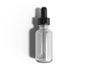 Blank cosmetic dropper bottle with transparent background. 3d render.
